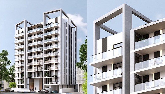 מ. גיא אדריכלים | פרויקט סוקולוב 43-45, תמ"א 38/2 הרצליה